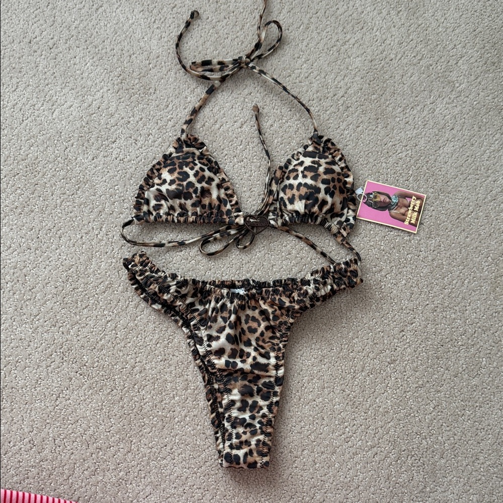Strawberry Milk Mob cheetah bikini